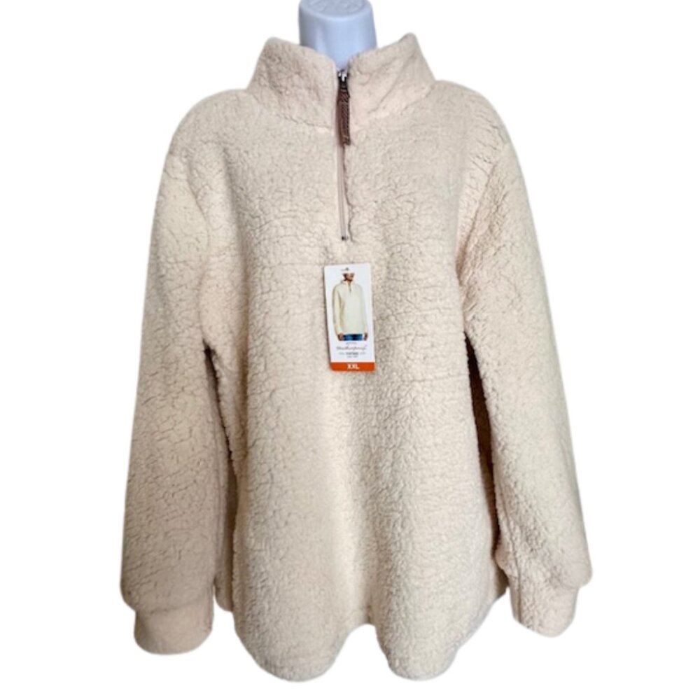 New! Ivory Sherpa 1/4 Zip Pullover Coat Jacket